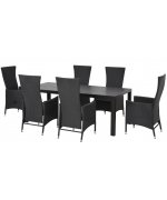 Set 6 scaune cu spatar reglabil si masa dreptunghiulara mare ENCORE  negru/gri