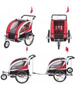 Remorca HOMCOM de bicicleta,rosu