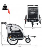 Remorca HOMCOM de bicicleta ,ALB + NEGRU