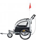 Remorca HOMCOM de bicicleta ,ALB + NEGRU