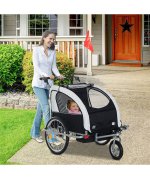 Remorca HOMCOM de bicicleta ,ALB + NEGRU