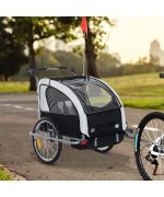 Remorca HOMCOM de bicicleta ,ALB + NEGRU