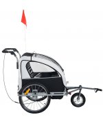 Remorca HOMCOM de bicicleta ,ALB + NEGRU