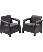 Set 2 fotolii de gradina Corfu Duo - Grafit/Gri Rece Set 2 fotolii de gradina Corfu Duo - Grafit/Gri Rece