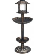 Baie pentru pasari decorativa, cu LED alimentat solar, plastic