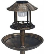 Baie pentru pasari decorativa, cu LED alimentat solar, plastic