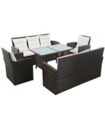 Set mobilier de gradina cu perne, maro, poliratan