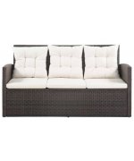 Set mobilier de gradina cu perne, maro, poliratan