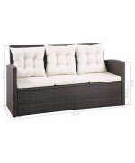 Set mobilier de gradina cu perne, maro, poliratan