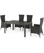 ENCORE Set mobilier terasa gradina, masa si 4 scaune cu spatar reglabil
