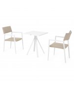 Set 2 scaune si masa exterior CORDOBA SORIA L.60 l.60 H.73 alb kaki