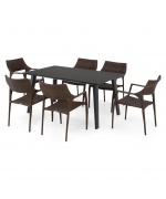 Set 6 scaune si masa exterior ALBACETE GOLF L.152 l.90 H.75 negru auriu