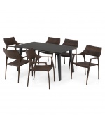 Set 6 scaune si masa exterior ALBACETE GOLF L.152 l.90 H.75 negru auriu
