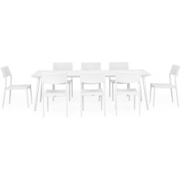 Set 8 scaune si masa exterior ALBACETE SORIA L.240 l.100 H.75 alb