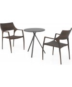 Set 2 scaune si masa exterior ELVAS GOLF H.74 D.60 negru auriu