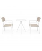Set 2 scaune si masa exterior ELVAS SORIA H.74 D.60 alb kaki