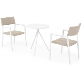 Set 2 scaune si masa exterior ELVAS SORIA H.74 D.60 alb kaki