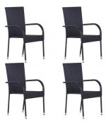 Set 4 scaune poliratan,negru