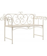Banca de gradina, alb vintage, 132 cm, metal