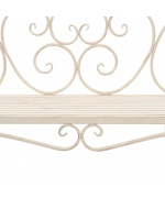 Banca de gradina, alb vintage, 132 cm, metal