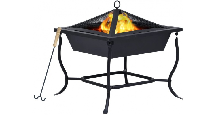 Vatra de foc, otel, negru, 45x45x45 cm Esschert Design