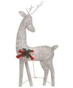 Familie reni de Craciun, auriu/alb cald, 270x7x90 cm, plasa