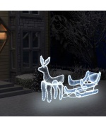 Instalatie lumini Craciun, ren si sanie cu plasa, 216 leduri
