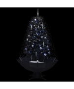 Brad de Craciun cu ninsoare si baza umbrela, negru, 170 cm, PVC