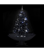 Brad de Craciun cu ninsoare si baza umbrela, negru, 140 cm, PVC