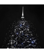 Brad de Craciun cu ninsoare si baza umbrela, negru, 140 cm, PVC