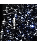 Brad de Craciun cu ninsoare si baza umbrela, negru, 140 cm, PVC