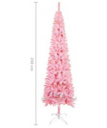 Pom de Craciun artificial subtire, roz, 240 cm