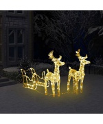 Decoratiune de Craciun reni si sanie 160 leduri 130 cm acrilic