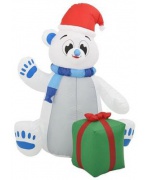 Urs polar gonflabil de Craciun cu LED, 1,8 m, interior/exterior