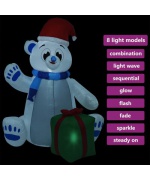 Urs polar gonflabil de Craciun cu LED, 1,8 m, interior/exterior