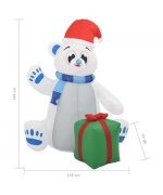 Urs polar gonflabil de Craciun cu LED, 1,8 m, interior/exterior