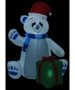 Urs polar gonflabil de Craciun cu LED, 2,4 m, interior/exterior