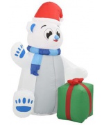 Urs polar gonflabil de Craciun cu LED, 2,4 m, interior/exterior