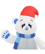 Urs polar gonflabil de Craciun cu LED, 2,4 m, interior/exterior