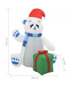 Urs polar gonflabil de Craciun cu LED, 2,4 m, interior/exterior