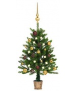 Set pom de Craciun artificial LED-uri&globuri, verde, 90 cm