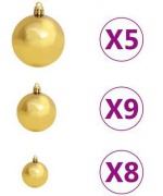 Set pom de Craciun artificial LED-uri&globuri, verde, 90 cm