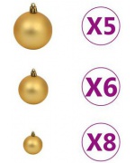 Set pom de Craciun artificial LED-uri&globuri, verde, 90 cm