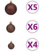 Set pom de Craciun artificial LED-uri&globuri, verde, 90 cm