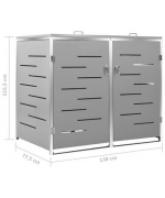 Magazie pentru doua pubele, 138x77,5x115,5 cm, otel inoxidabil