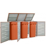 Magazie pentru trei pubele, 207x77,5x115 cm, otel inoxidabil