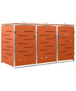Magazie pentru trei pubele, 207x77,5x115 cm, otel inoxidabil