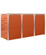 Magazie pentru trei pubele, 207x77,5x115 cm, otel inoxidabil