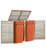 Magazie pentru doua pubele, 138x77,5x115,5 cm, otel inoxidabil