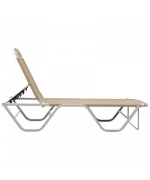 Sezlonguri de plaja, 2 buc., cu masa, crem, aluminiu